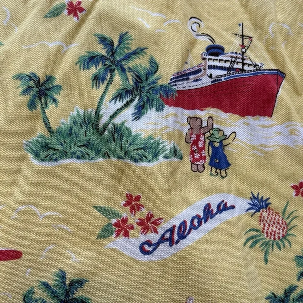 Polo Ralph Lauren Aloha Hawaiian Print Polo Shirt Yellow 3XB NWT Big Tall